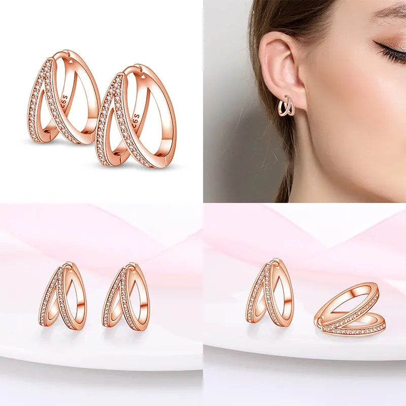 Silver Double Hooped Earrings