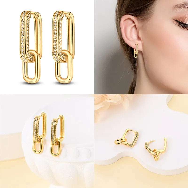 Silver Simple Link Style Earrings
