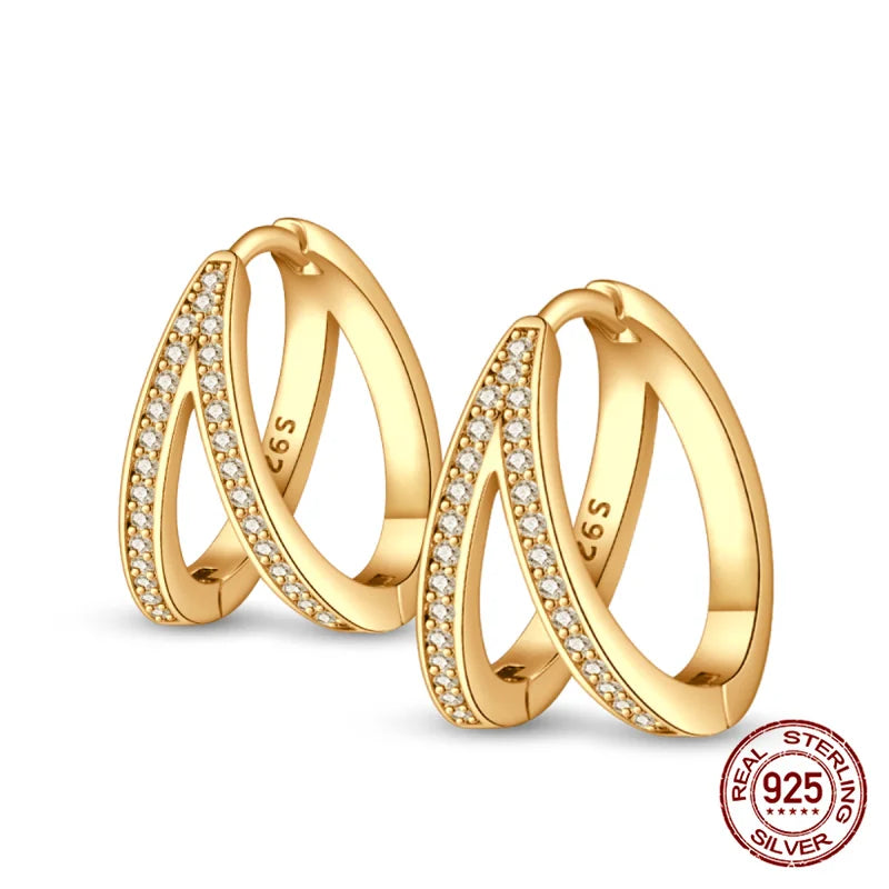 Silver Double Hooped Earrings