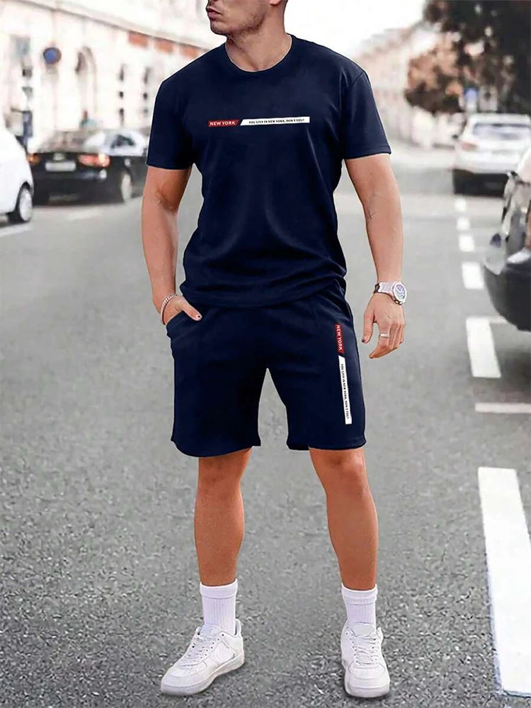 Men’s Casual New York Top & Shorts Set