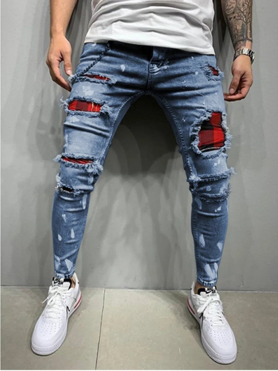 Men’s Skinny Fit Ripped Distressed Jeans