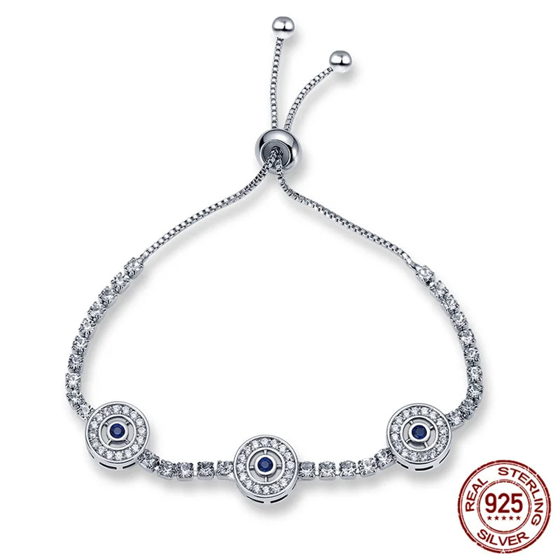 Silver Three Circled Tennis Style Bracelet