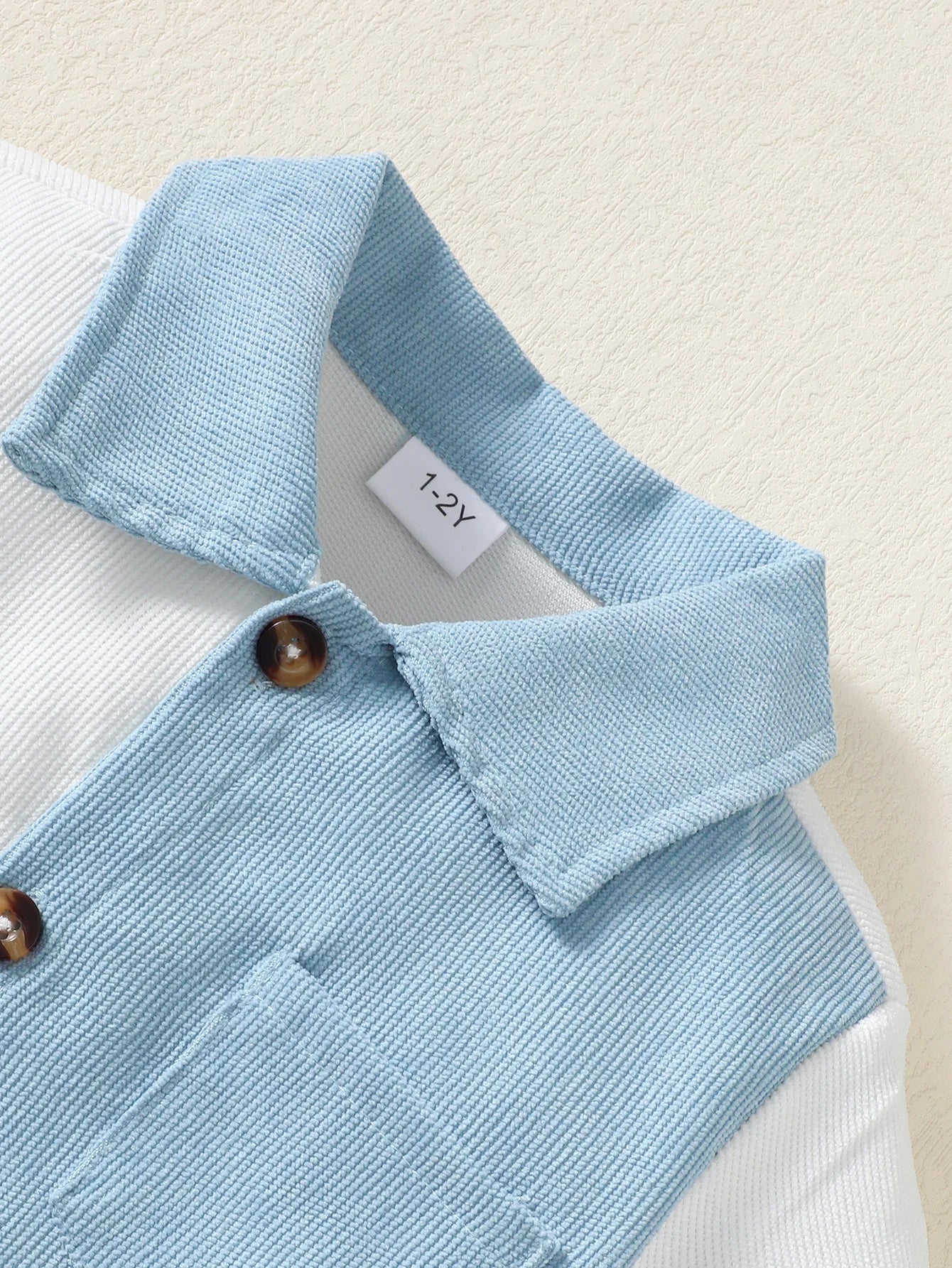 Boys' Flip collar Colour Blocked 2Pcs Summer Set