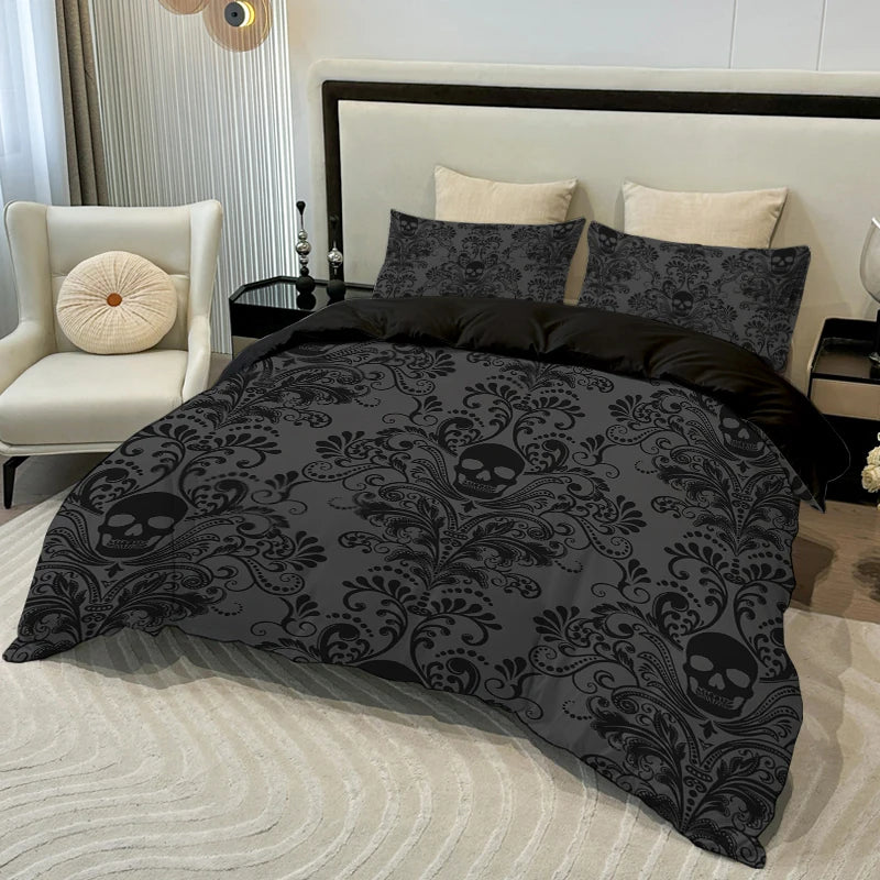 Skull Flower Duvet Cover Set