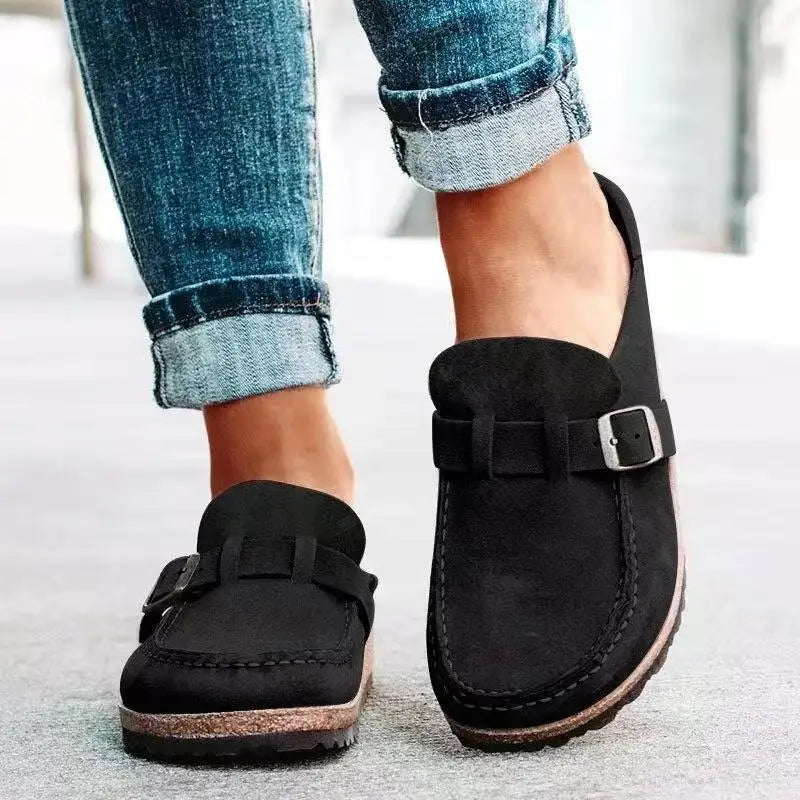 Retro Suede Cork Mule Style Shoes