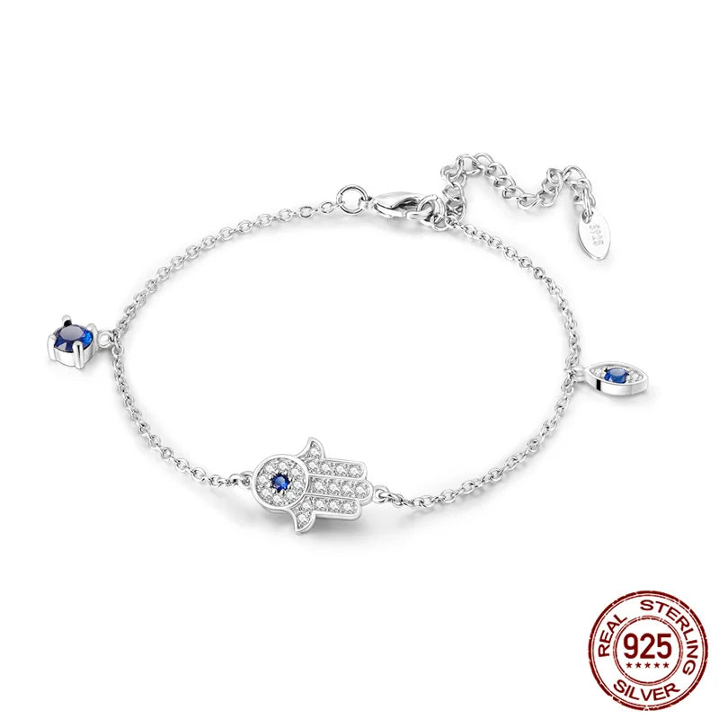 Silver Chained with Hamsa Hand Bracelet