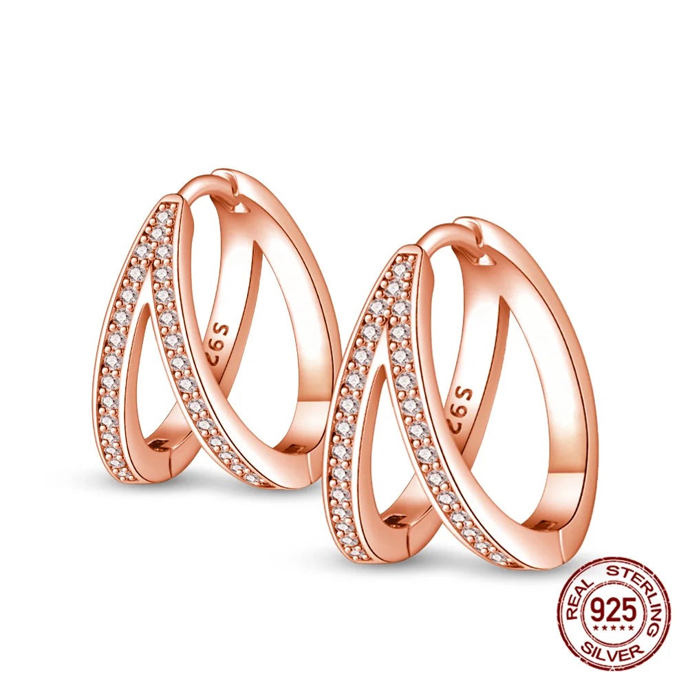 Silver Double Hooped Earrings