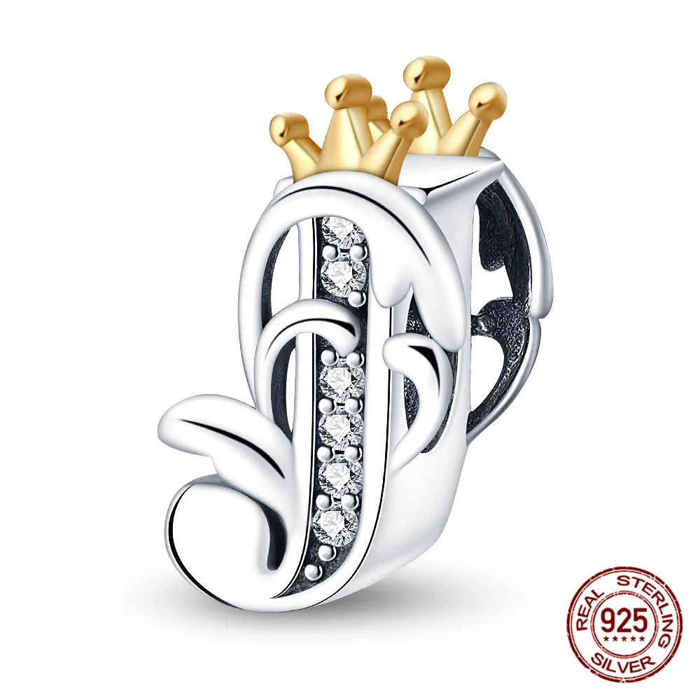 Silver Classic Crown A-Z Letter Charms