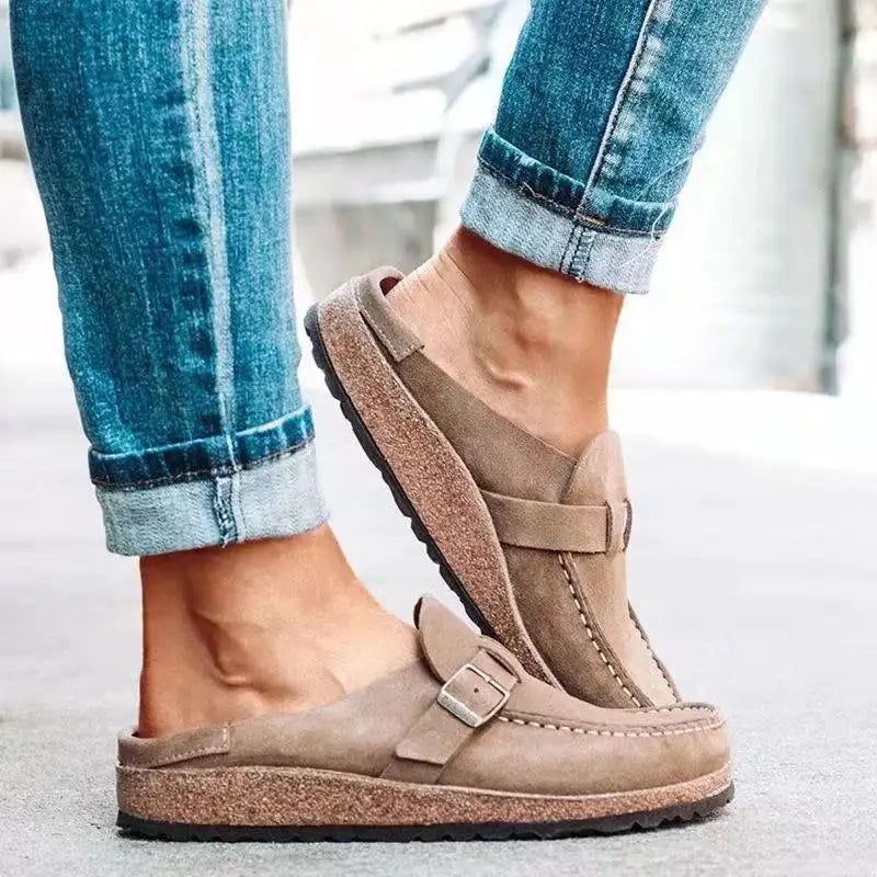 Retro Suede Cork Mule Style Shoes