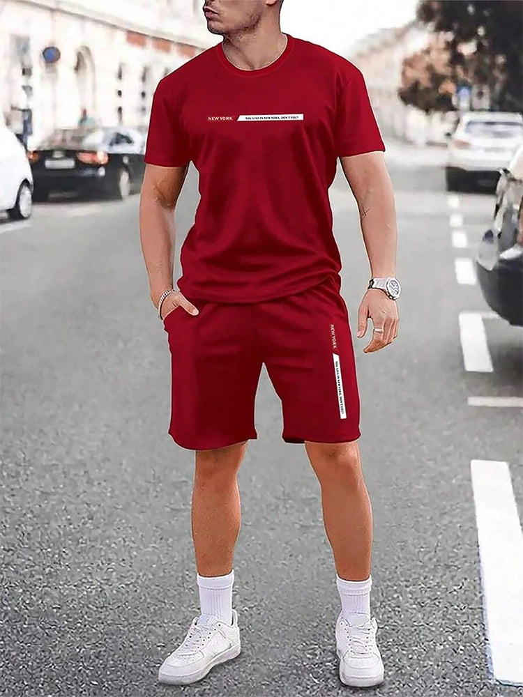 Men’s Casual New York Top & Shorts Set
