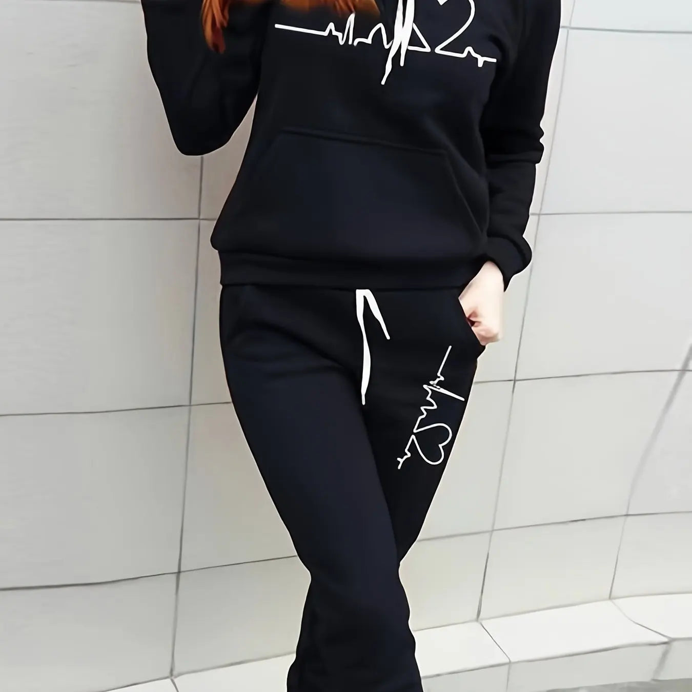 Winter Warm Heartbeat Hoodie and Jogger Set
