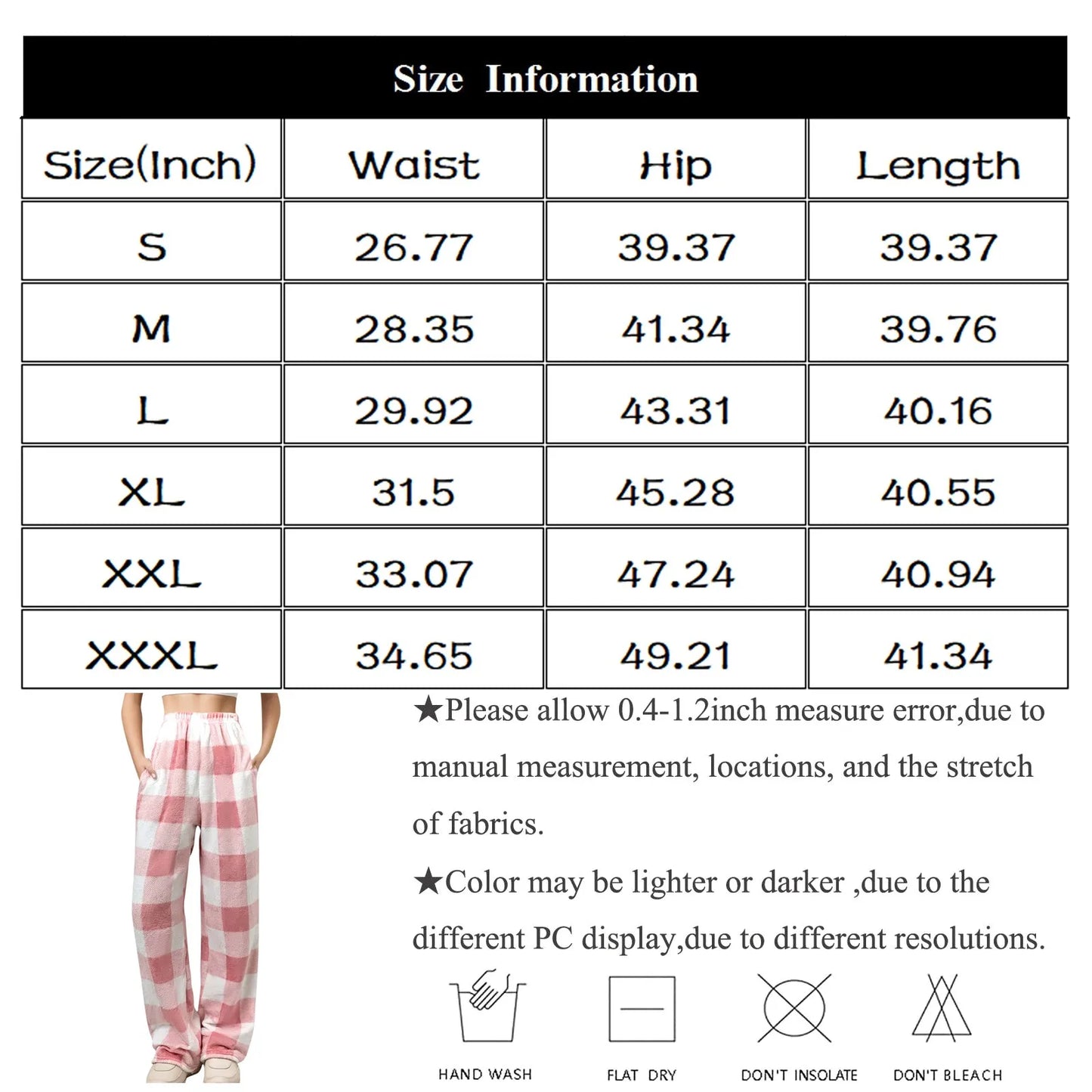 Plush Plaid Pyjama Bottoms with Pockets
