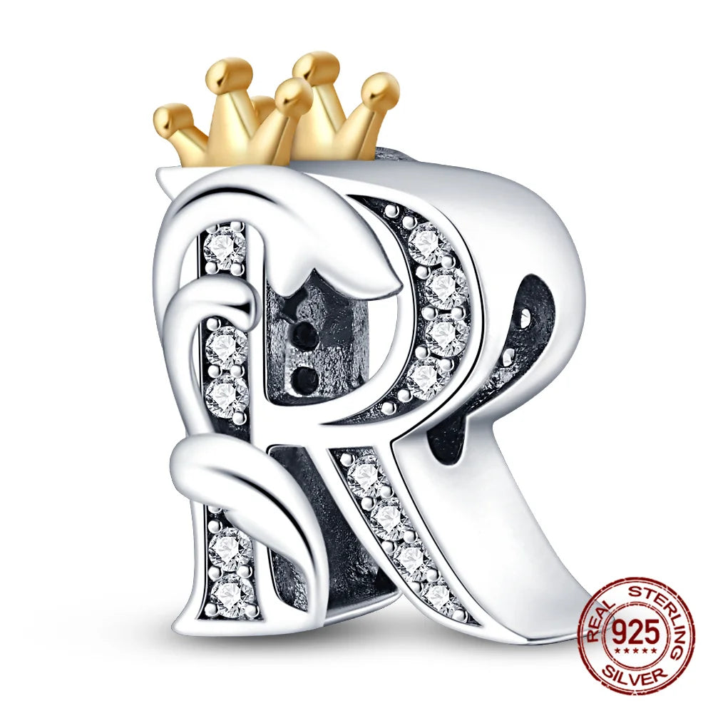 Silver Classic Crown A-Z Letter Charms