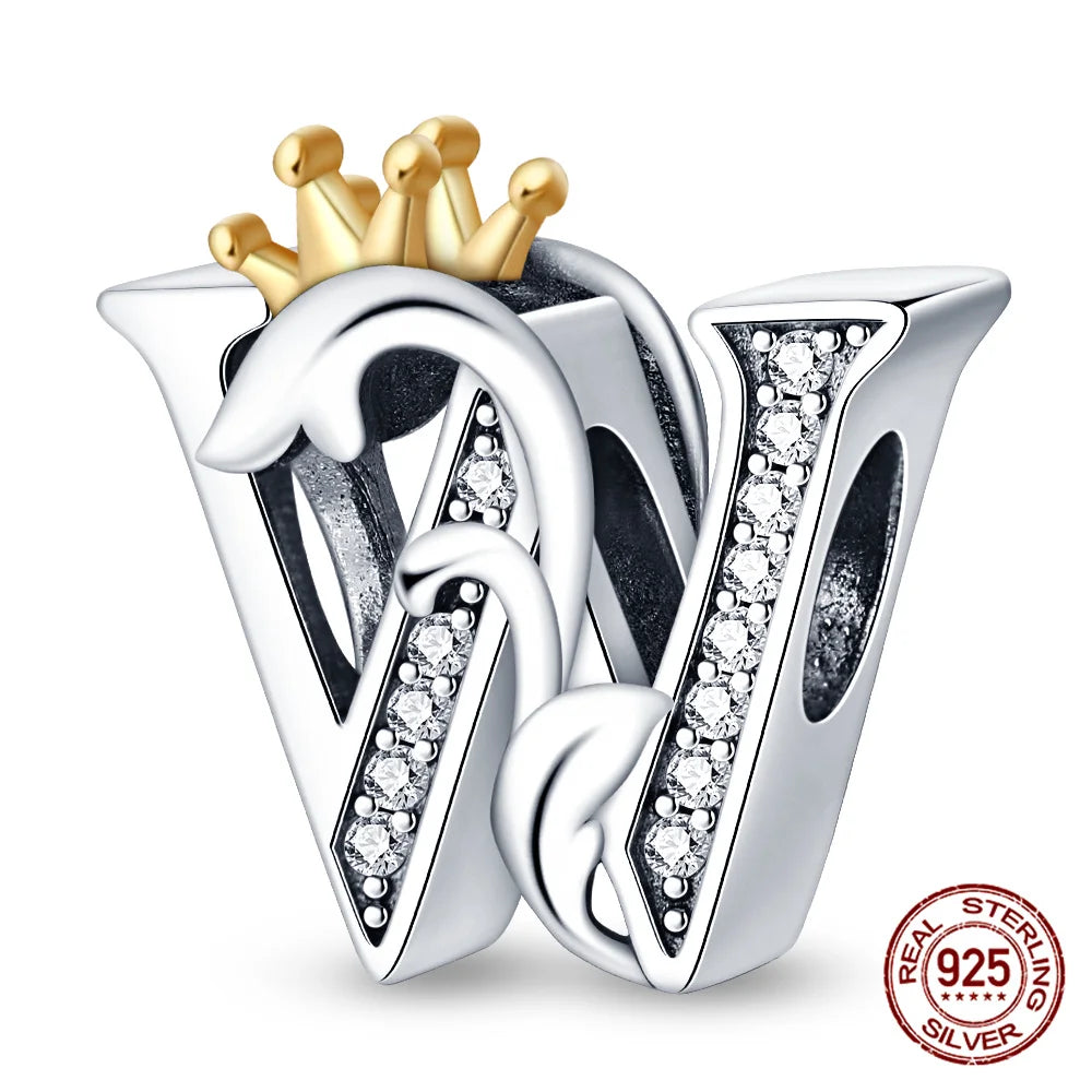 Silver Classic Crown A-Z Letter Charms