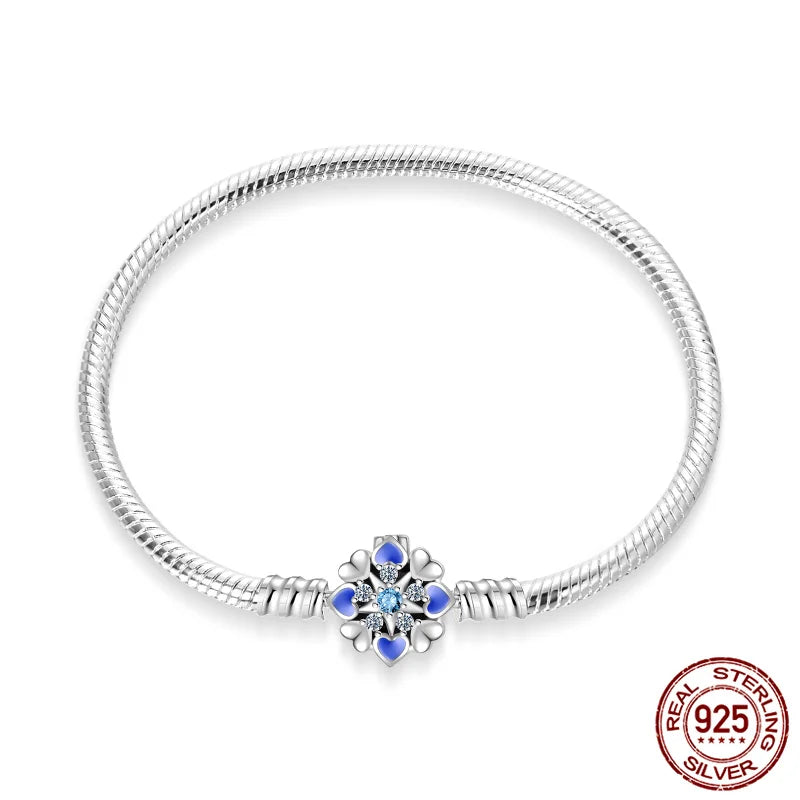 Blue Snowflake Silver Charm Bracelet
