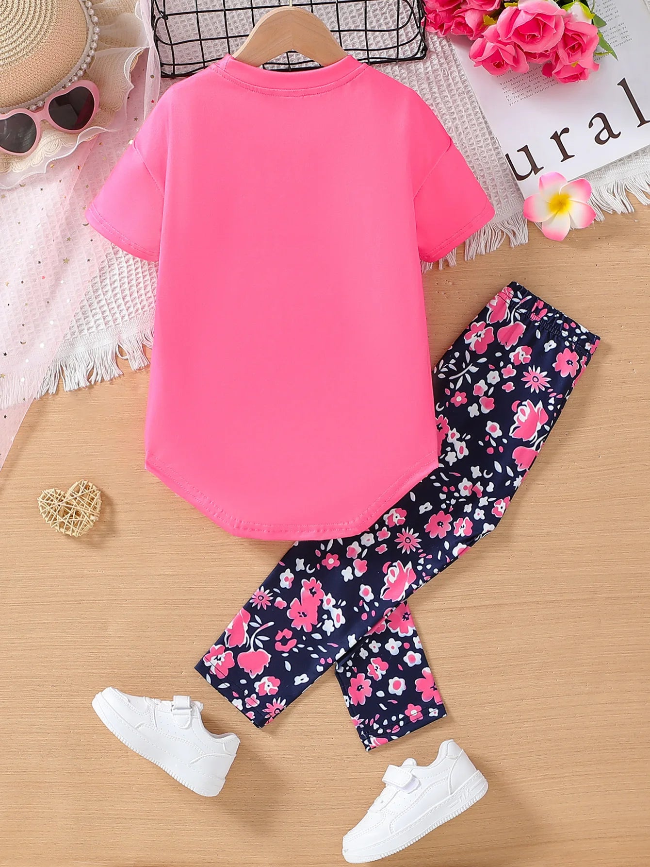Girls Clothing Short Sleeve Top & Leggings 2Pcs Set