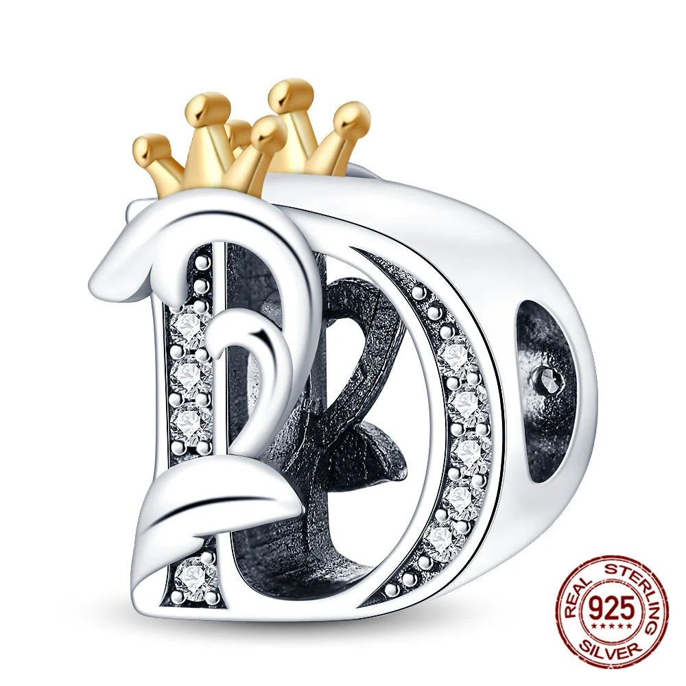 Silver Classic Crown A-Z Letter Charms