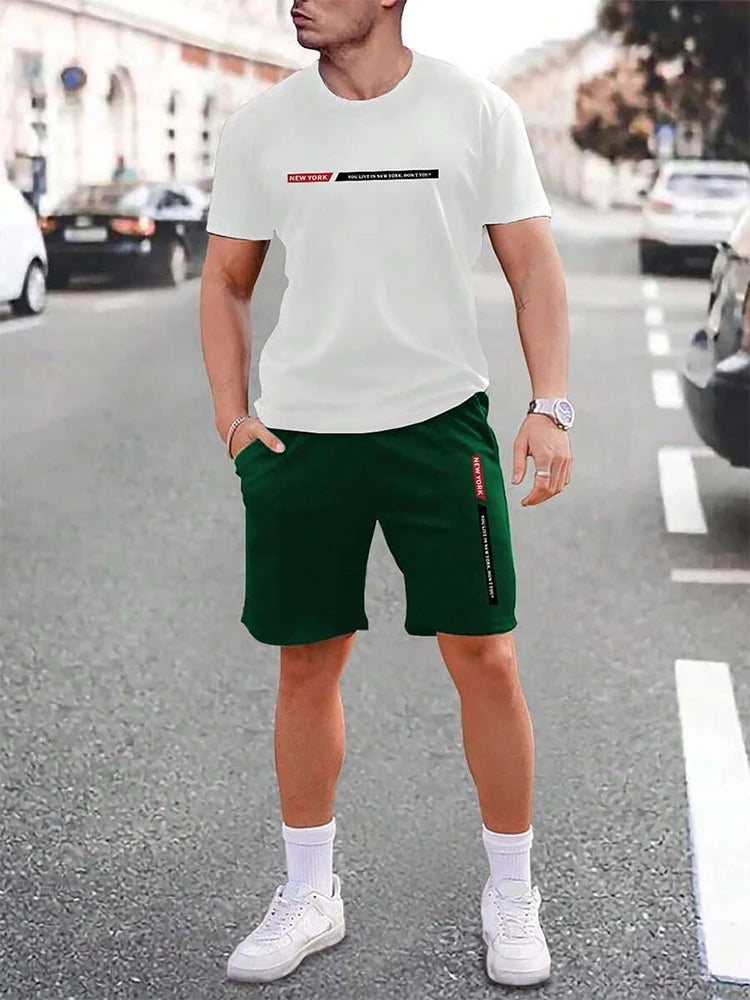 Men’s Casual New York Top & Shorts Set