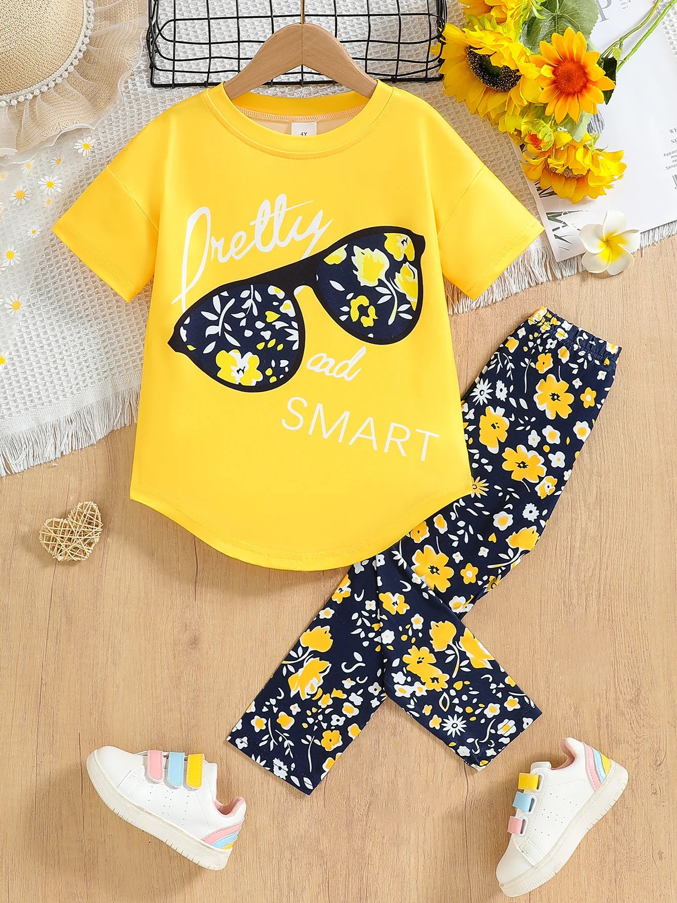 Girls Clothing Short Sleeve Top & Leggings 2Pcs Set