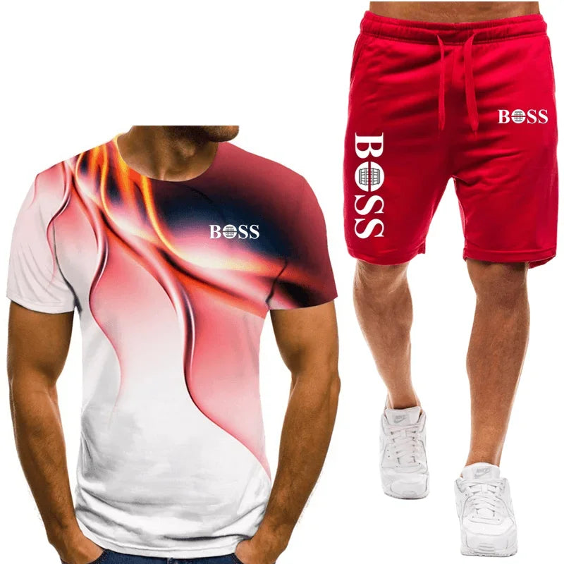 Men's Boss Inspired T-shirt and shorts set
