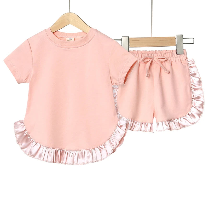 Girls Summer frilled T-shirt & Shorts Set