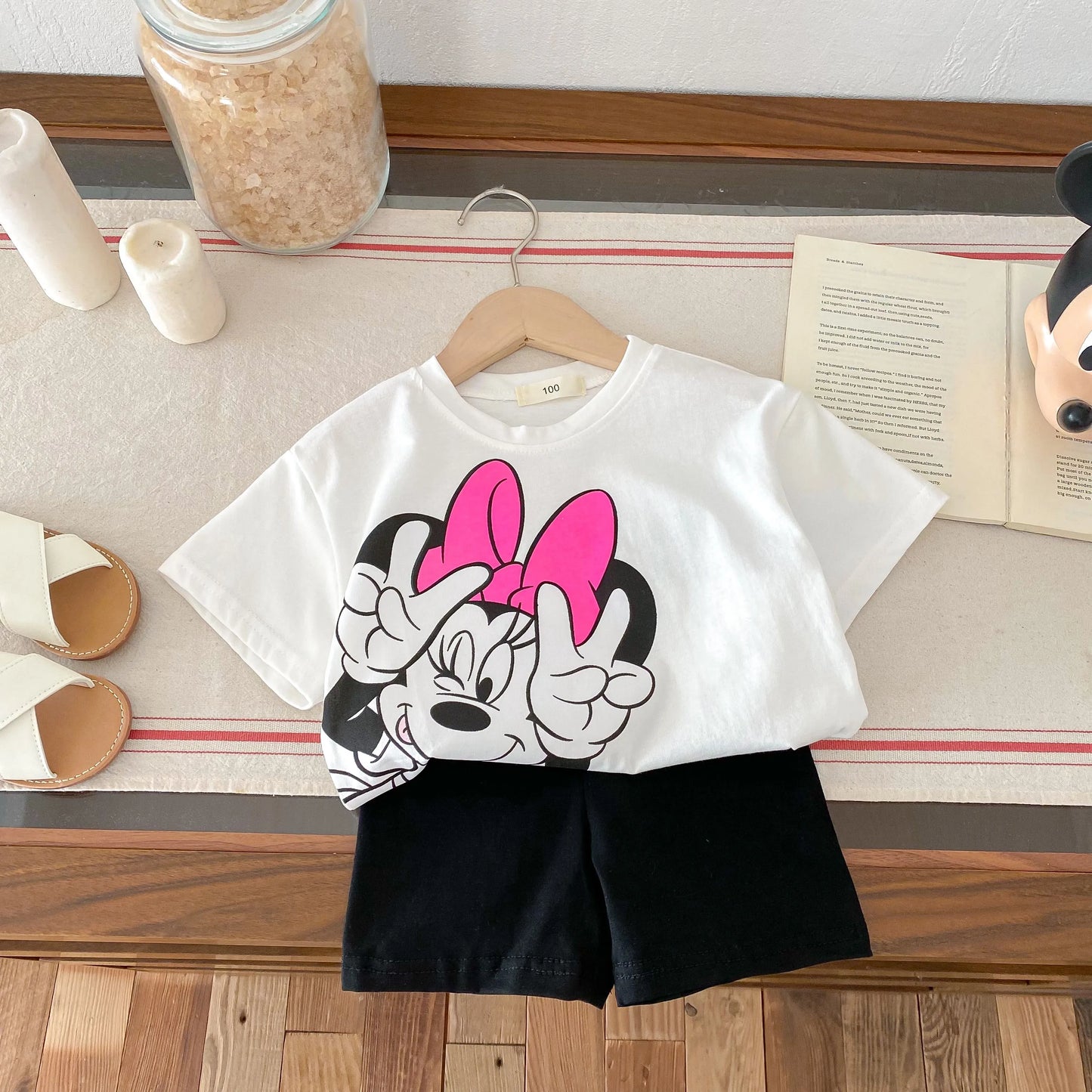 Girls Minnie Printed T-shirt & Short Set