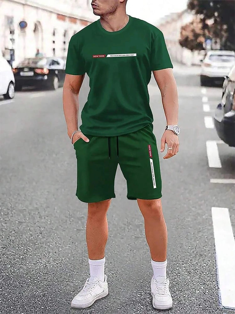 Men’s Casual New York Top & Shorts Set
