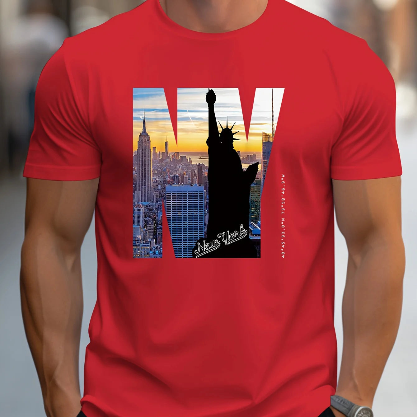 Men's Loose Fit NY Graphic Print T-shirt