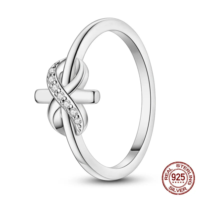 Cross & Eternity Silver Ring