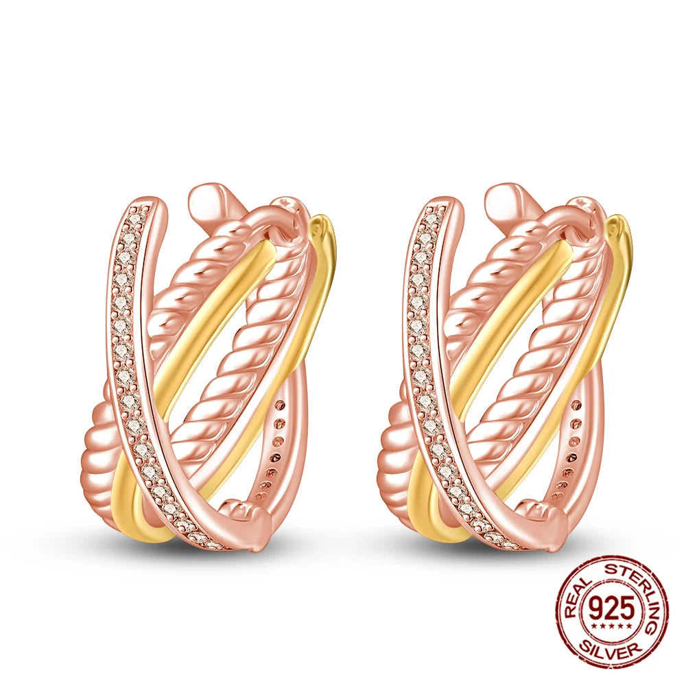 Triple Crossover Silver Earrings