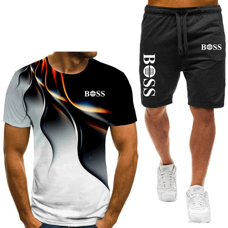 Men's Boss Inspired T-shirt and shorts set