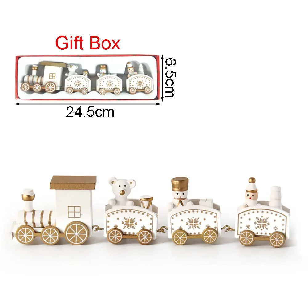 Small Wooden Christmas Train Decorations