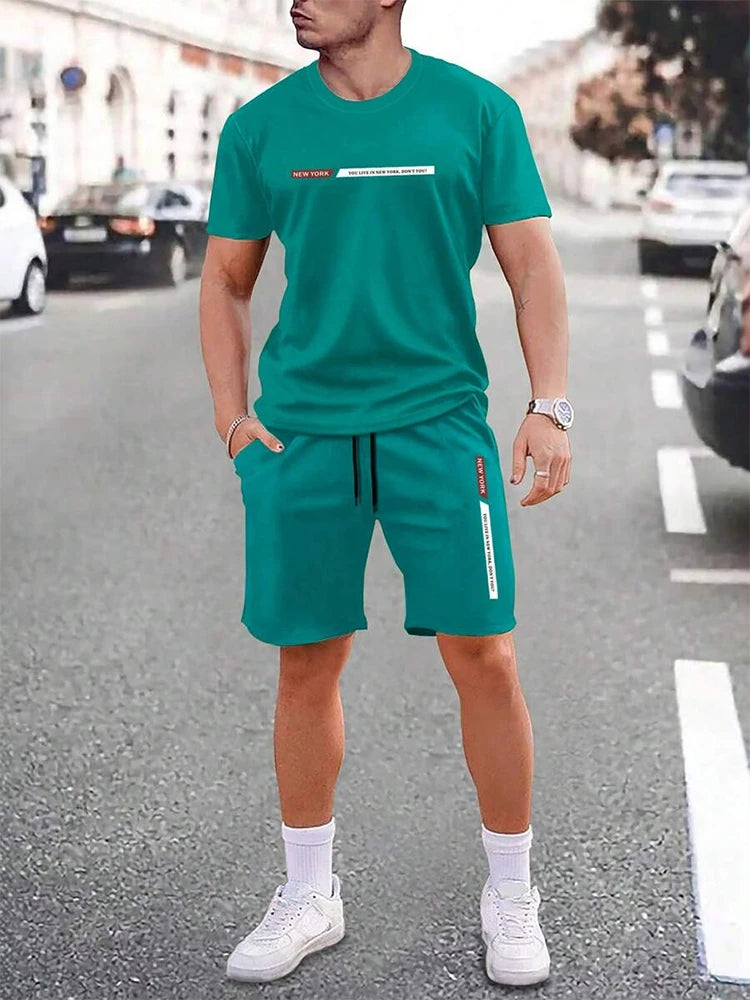 Men’s Casual New York Top & Shorts Set
