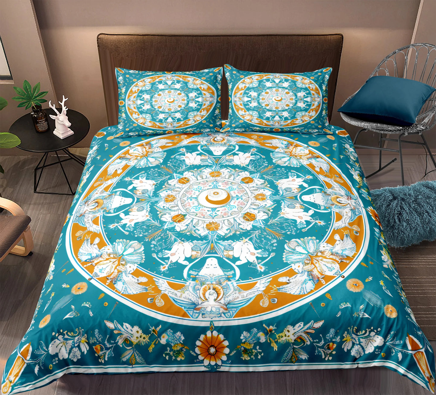 Sun Moon Star Compass Vintage Printed Duvet Cover Set