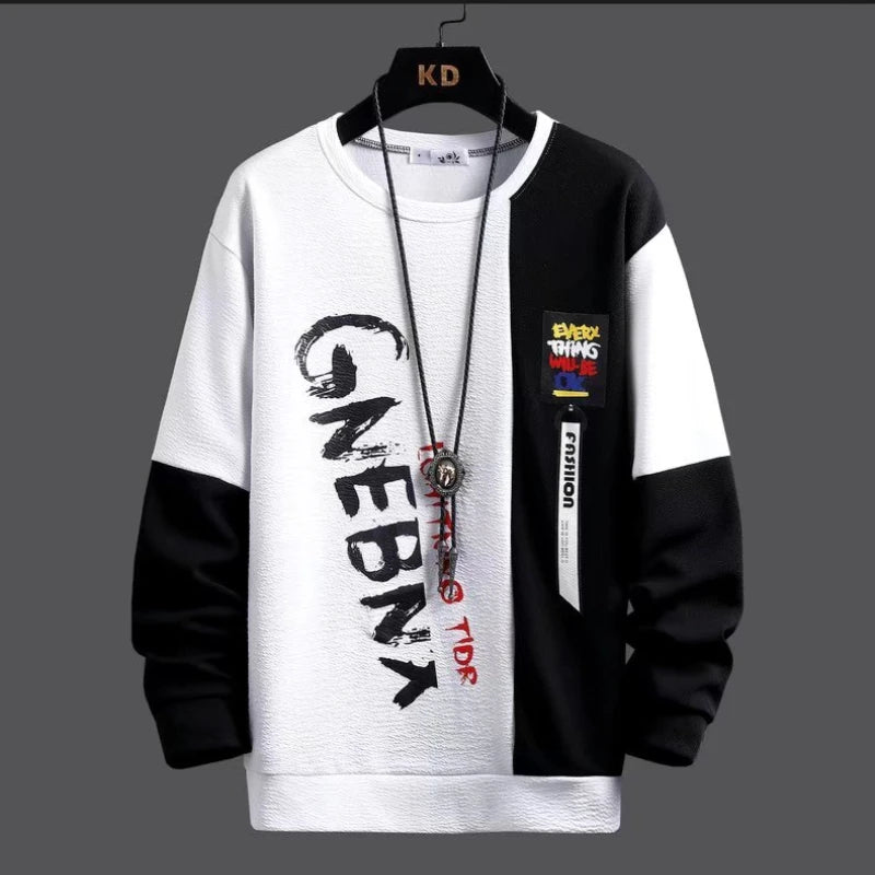 Men's Casual Two Colour Sweater And Joggers Set