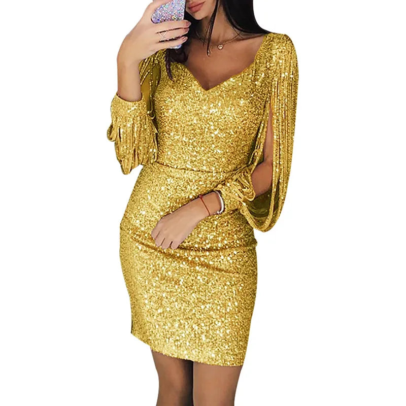 Spilt Sleeve Sequin Mini Dress
