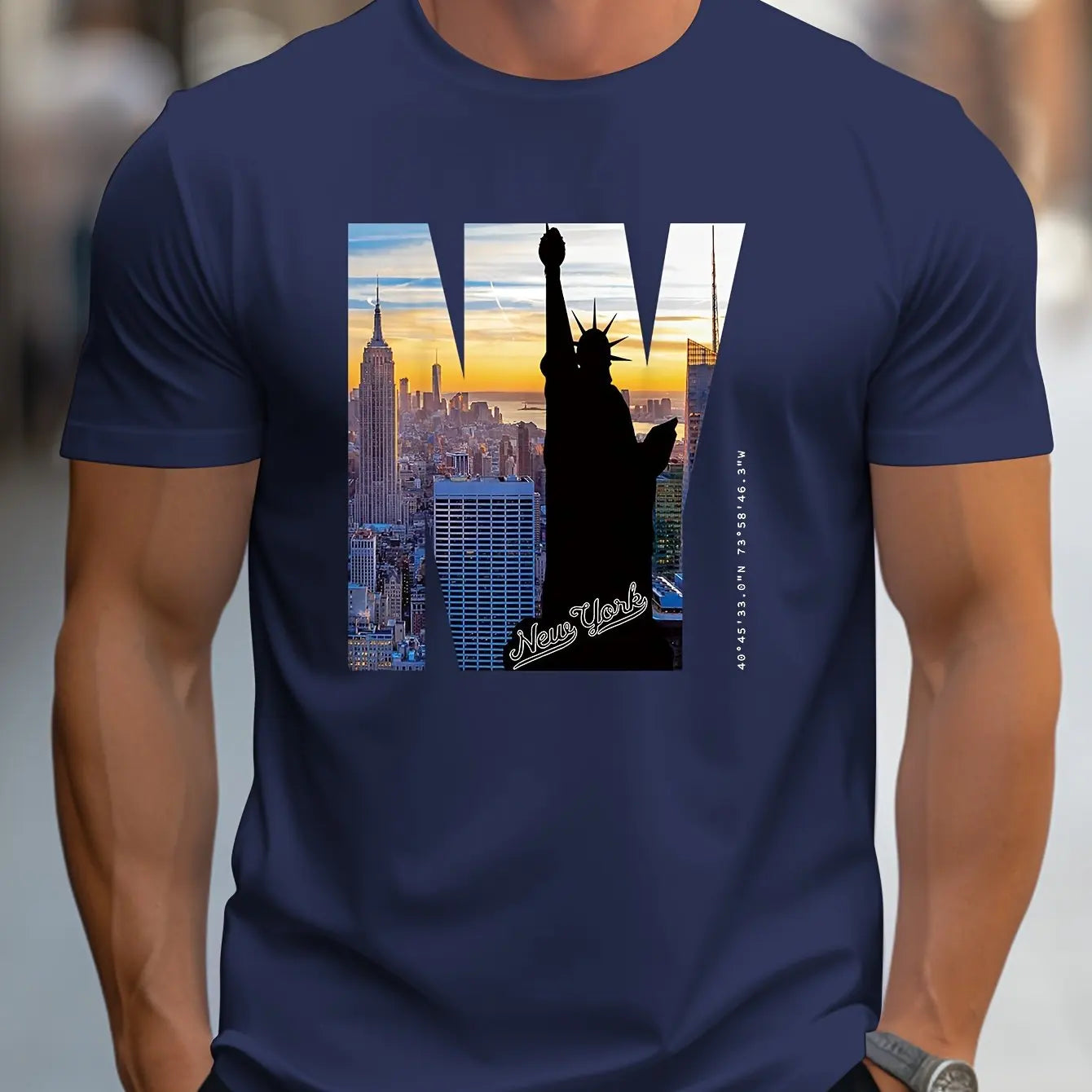 Men's Loose Fit NY Graphic Print T-shirt