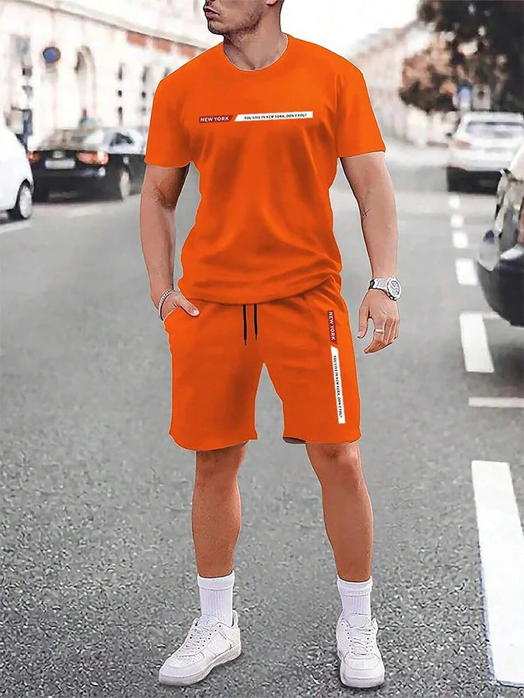 Men’s Casual New York Top & Shorts Set