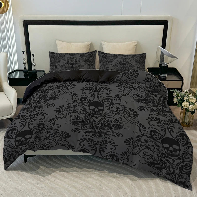Skull Flower Duvet Cover Set