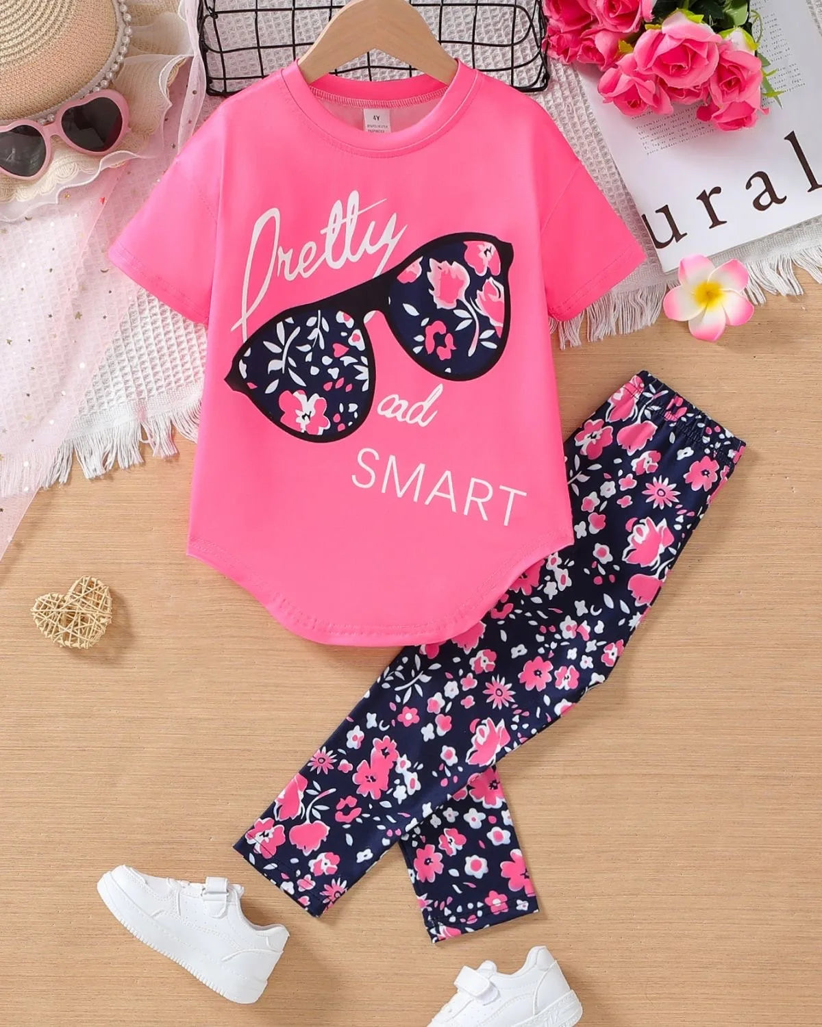 Girls Clothing Short Sleeve Top & Leggings 2Pcs Set