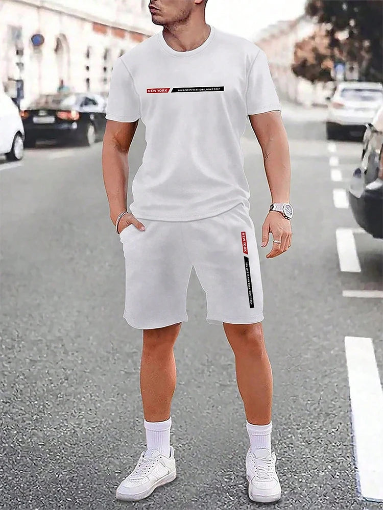 Men’s Casual New York Top & Shorts Set