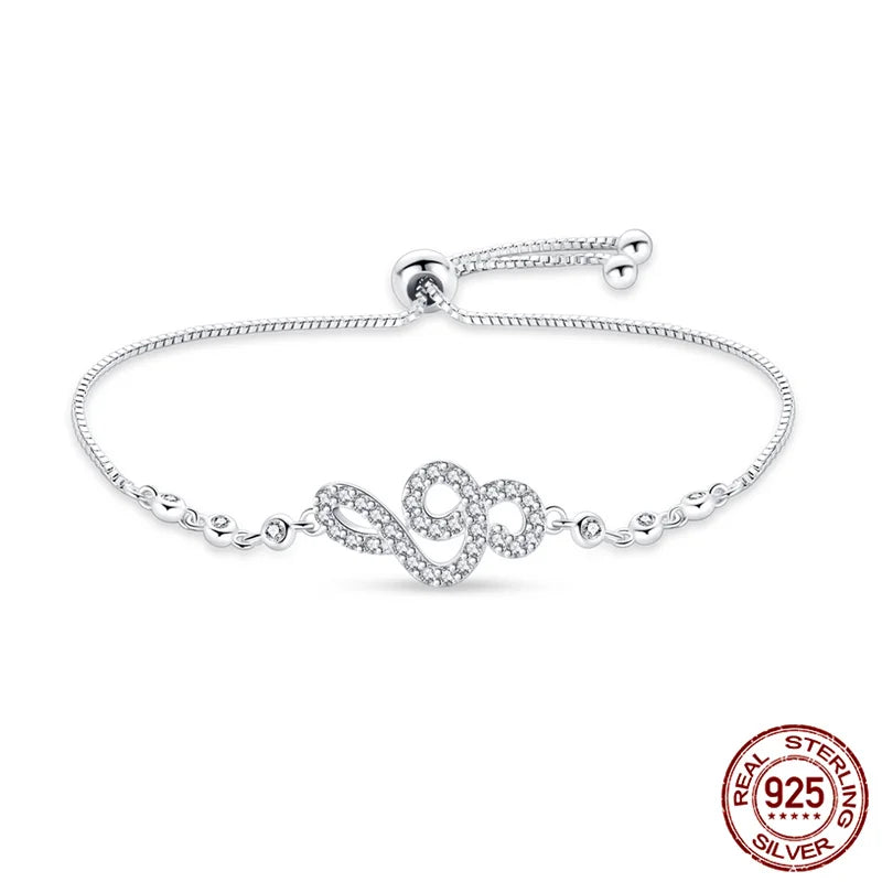 Silver Zircon Swirl Pattern Bracelet
