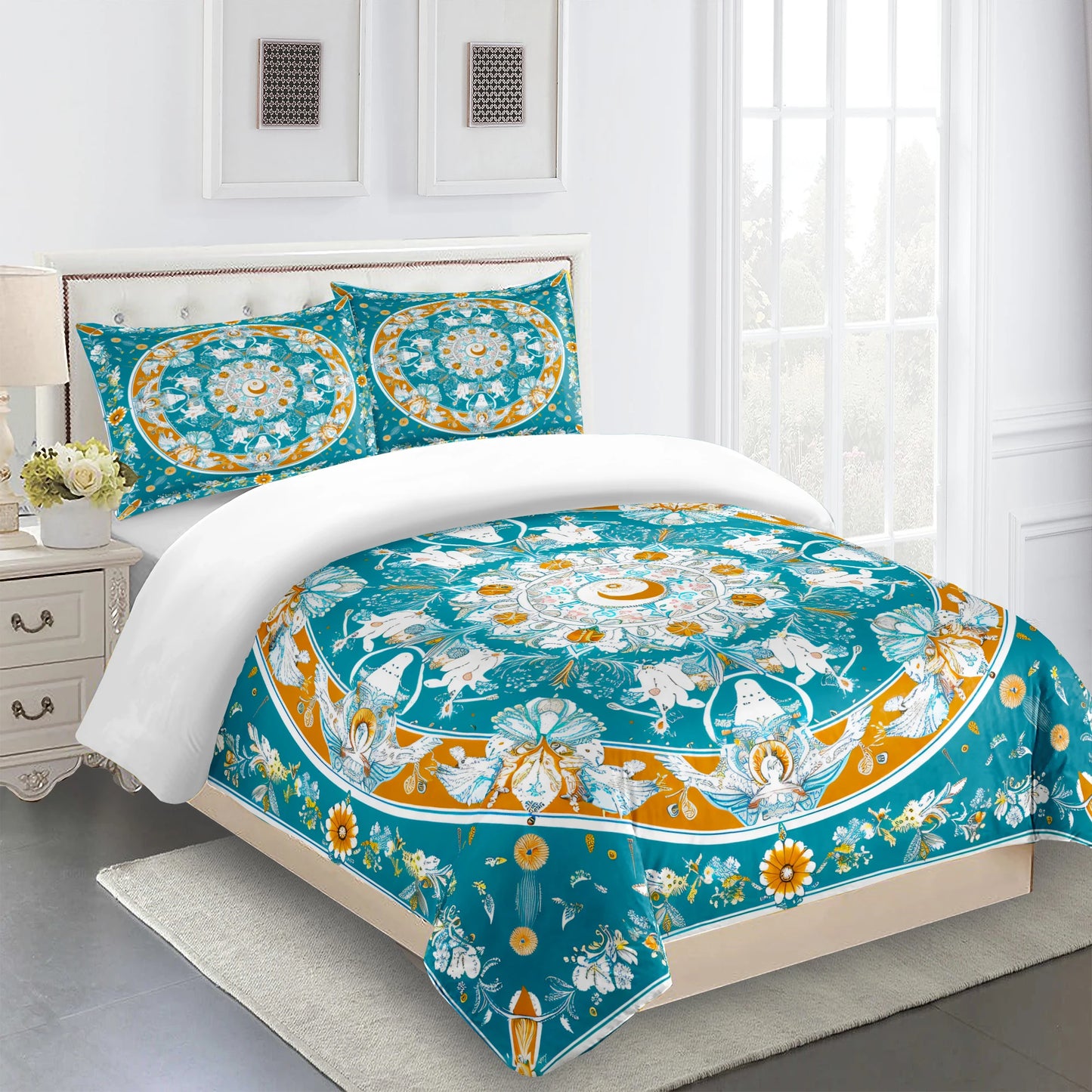 Sun Moon Star Compass Vintage Printed Duvet Cover Set