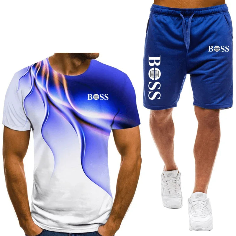 Men's Boss Inspired T-shirt and shorts set