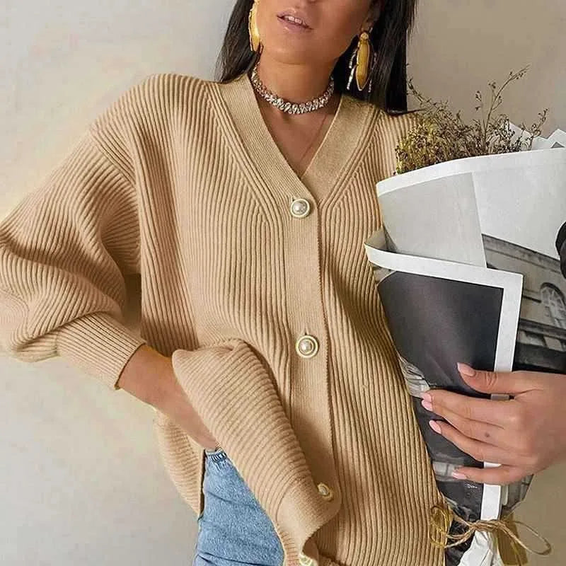Oversized Pearl Button Cardigan