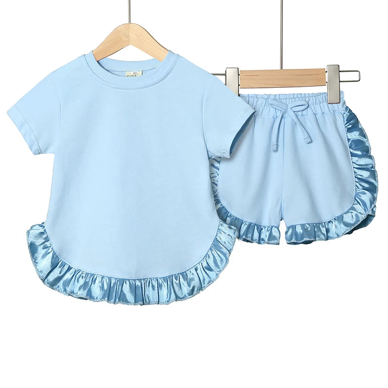 Girls Summer frilled T-shirt & Shorts Set