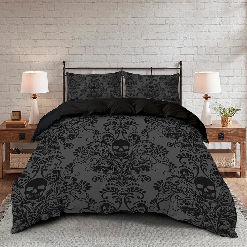 Skull Flower Duvet Cover Set