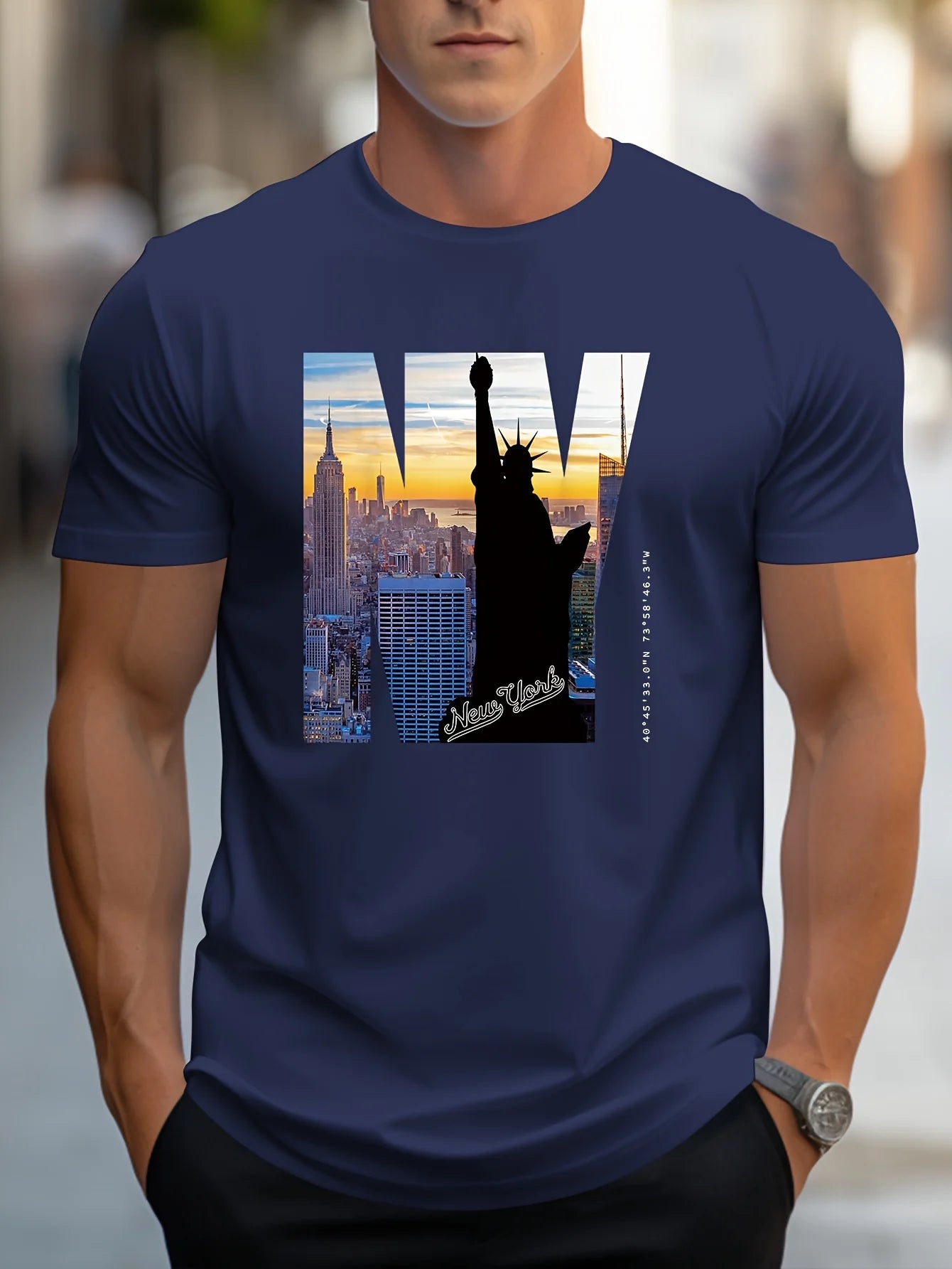 Men's Loose Fit NY Graphic Print T-shirt