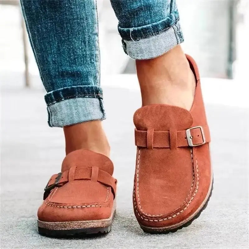 Retro Suede Cork Mule Style Shoes