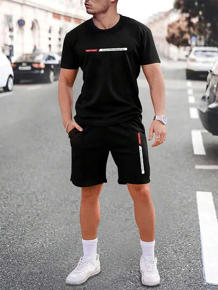 Men’s Casual New York Top & Shorts Set